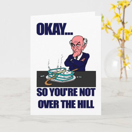 Over de heuvel | Grappige verjaardag van Man Kaart (Gele Bloem)