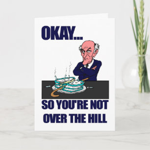 Over de heuvel   Grappige verjaardag van Man Kaart