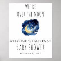 Over de Maan Baby Shower Bord