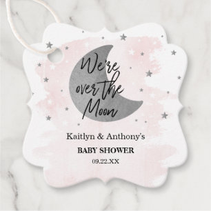Over de maan Baby shower meisjes Bedankjes Labels