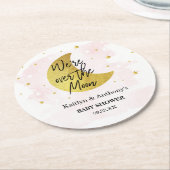 Over de maan | Baby shower meisjes Ronde Kartonnen Onderzetter (Gebogen)