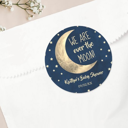 Over de maan | BABY SHOWER Ronde Sticker