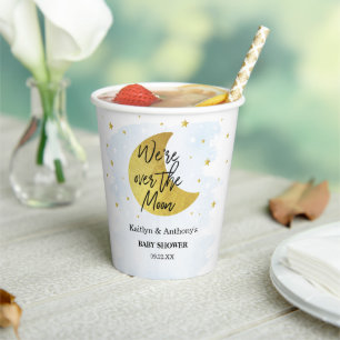 Over de maan Baby shower voor jongens Papieren Bekers