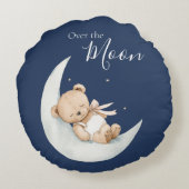 Over de Maan Beer Blauwe Baby Rond Kussen (Achterkant)