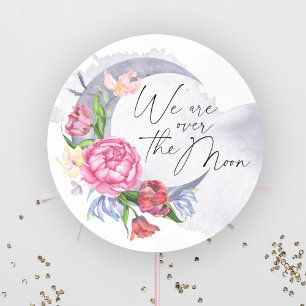 Over de maan Bloemen baby shower Ronde Sticker