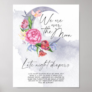 Over de Maan Bloemen Late nacht luiers spel Poster