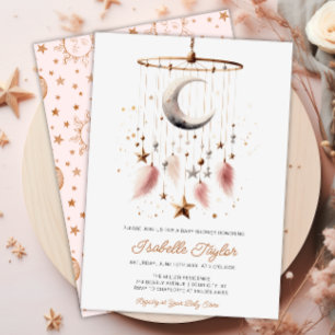 Over de Maan Boho Hemels Meisje Baby Borrel Kaart