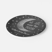 Over de maan | Bord Baby shower papier (Gekanteld)