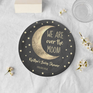 Over de maan Bord Baby shower papier