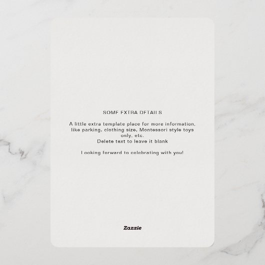 Over de maan en sterren Genderneutraal Baby shower Folie Uitnodiging (Achterkant)