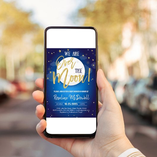 Over de Maan Galaxy Space Theme Baby shower Kaart