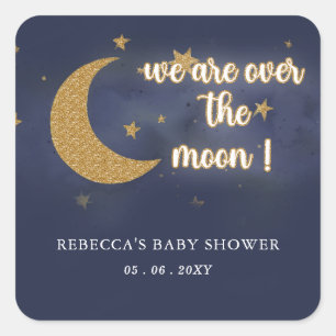 Over de maan Genderneutraal Baby shower Vierkante Sticker