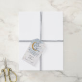 Over de maan Glitter, Blauw Baby shower Cadeaulabel (Met Touw)