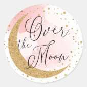Over de maan, Glitter Pink Envelope Seal Ronde Sticker (Voorkant)