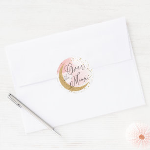 Over de maan, Glitter Pink Envelope Seal Ronde Sticker