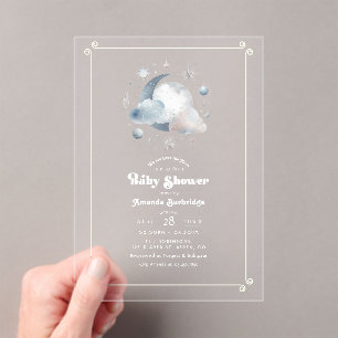 Over de Maan Hemel Baby shower Acryl Uitnodigingen