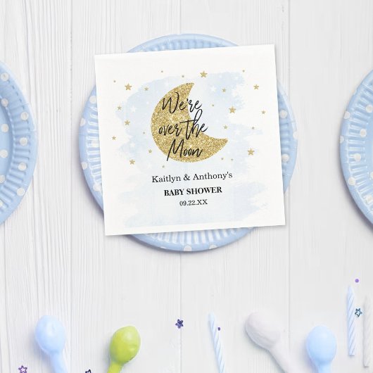 Over de maan | Jongens Baby showers servetten