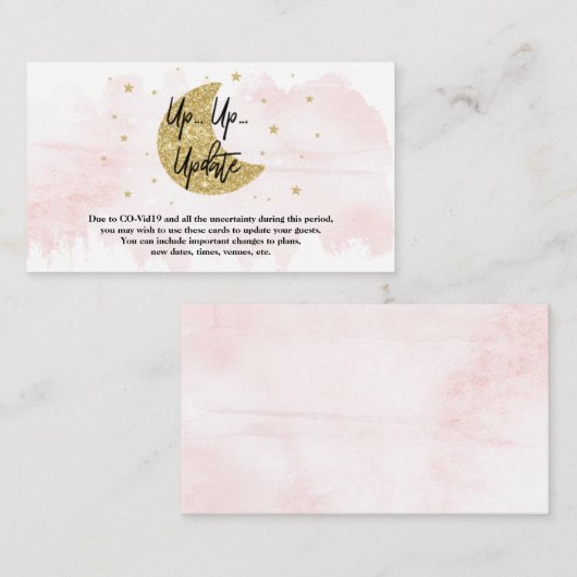 Over de maan | Meisjes Baby shower Update Kaarten (Voorkant / Achterkant)