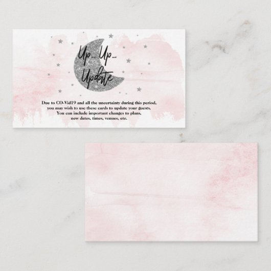 Over de maan | Meisjes Baby shower Update Kaarten (Voorkant / Achterkant)