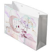 Over de maan mooie pastel kinderen verjaardag groot cadeauzakje (Voorkant Gekanteld)
