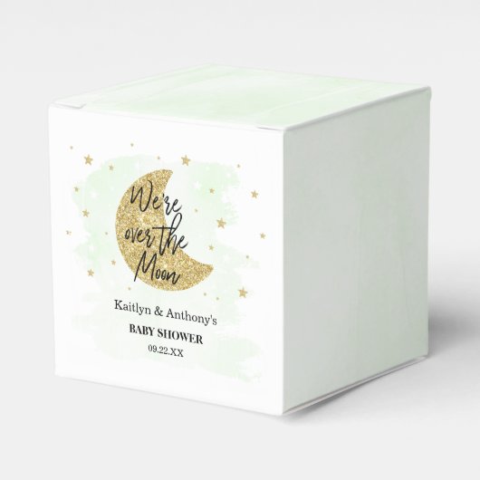 Over de maan | Neutraal Baby shower Bedankdoosjes (Voorkant Zijde)