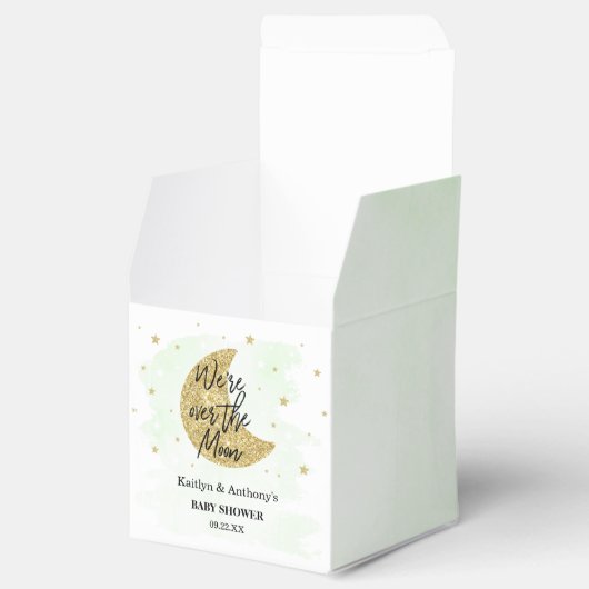 Over de maan | Neutraal Baby shower Bedankdoosjes (Geopend)
