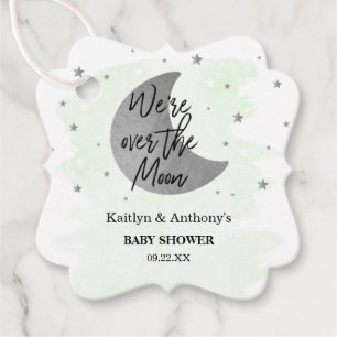 Over de maan Neutraal Baby shower Bedankjes Labels