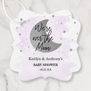 Over de maan Neutraal Baby shower Bedankjes Labels