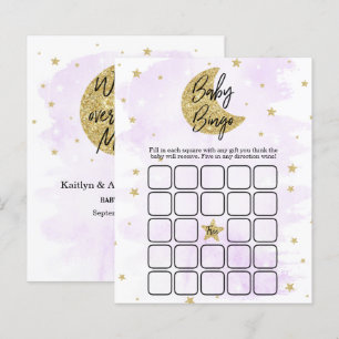 Over de maan Neutraal Baby shower Bingo