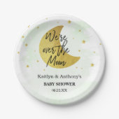 Over de maan | Neutraal Baby shower Bord (Voorkant)