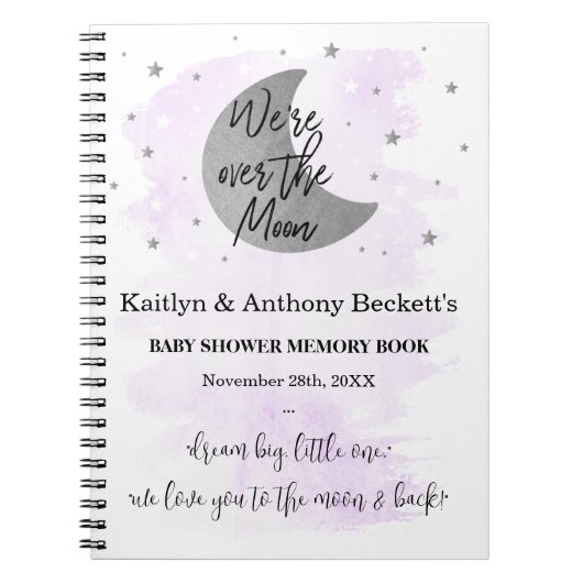 Over de maan | Neutraal Baby shower Memory Book Notitieboek (Voorkant)