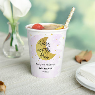 Over de maan Neutraal Baby shower Papieren Bekers