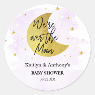 Over de maan Neutraal Baby shower Ronde Sticker