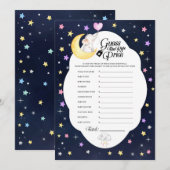 Over de maan olifant Baby shower prijsspel Kaart (Voorkant / Achterkant)