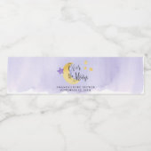 Over de maan, Paarse Waterverf Baby shower Waterfles Etiket (Enkel label)