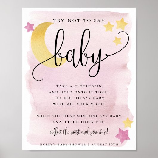 Over de maan, roze zeg niet dat Baby gam Poster (Voorkant)