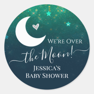 Over de Maan Ster Hemel Baby Shower Ronde Sticker