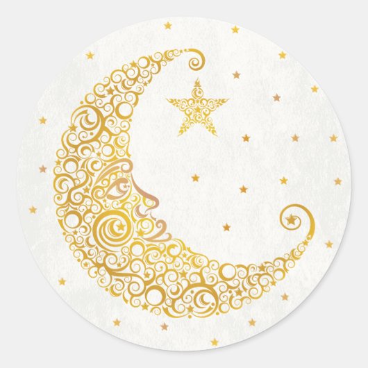 Over de Maan Sticker - Goud (Voorkant)