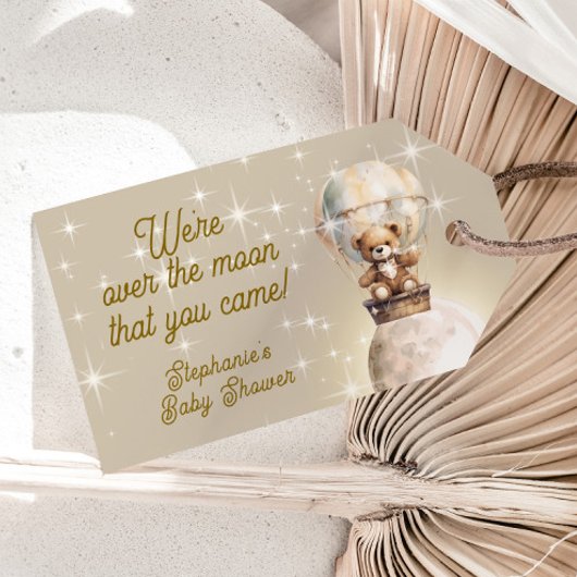 Over de Maan Teddbeer Hemelse Baby Shower Cadeaulabel
