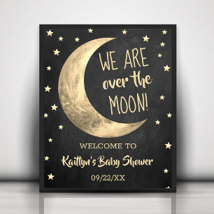 Over de maan Welkomstteken Baby shower Poster
