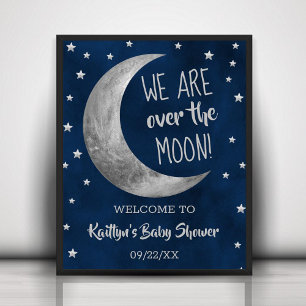 Over de maan   Welkomstteken Baby shower Poster