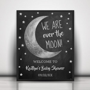 Over de maan   Welkomstteken Baby shower Poster