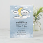 Over de Maan Wolken en Sterren Baby shower Kaart (Staand voorkant)