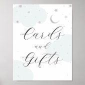 Over de maan Zilver en Blauwe Kaarten en het Teken Poster (Voorkant)