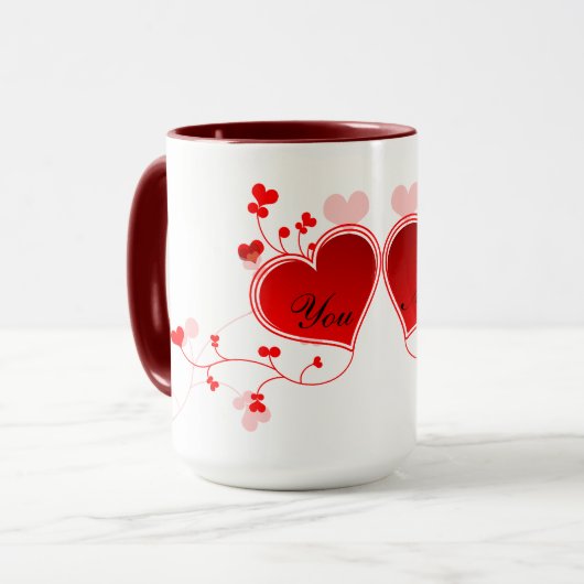 Over de mok van het afdrukhart (Voorkant links)