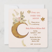 Over de Moon Baby Girl Shower Kaart (Voorkant)