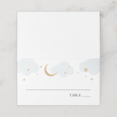 Over de Moon Blue Baby Name Place Cards (Buitenkant ongevouwen)
