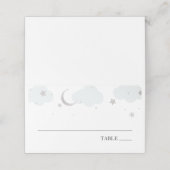 Over de Moon Blue Baby Name Place Cards (Buitenkant ongevouwen)