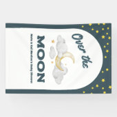 Over. de Moon Blue Baby shower Custom Photo Wall Spandoek (Horizontaal)