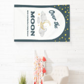 Over. de Moon Blue Baby shower Custom Photo Wall Spandoek (Insitu)